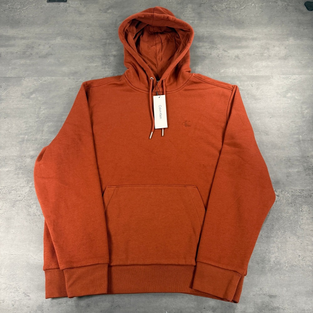 Calvin Klein Hoodie Women Small Archive Logo Rust Orange Pullover NEW $89